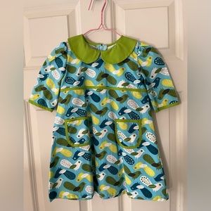 Adorable boutique Paulina Quintana size 3 dress Peter Pan collar bird print mod